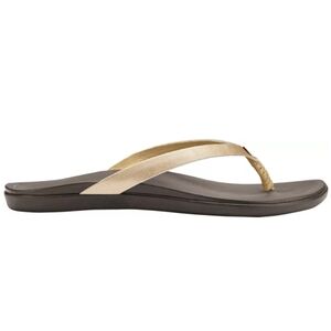 OluKai Ho'opio Leather Women's Beach Sandals brown Leather Flip-Flop Sz 8